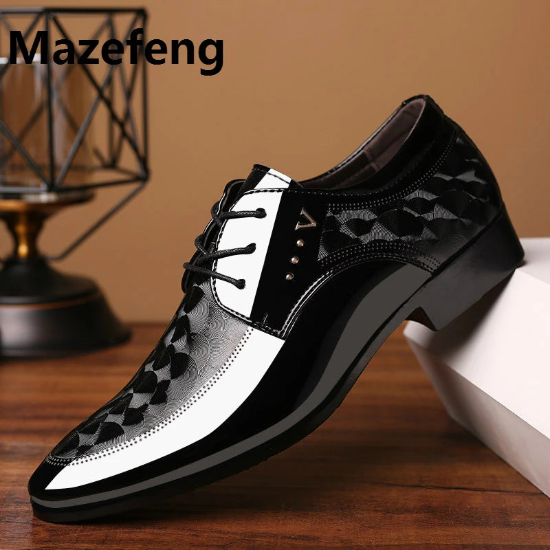 2019 Office Men Dress Shoes Men Formal Shoes Leather Luxury Fashion Groom Wedding Shoes Men Oxford Shoes Dress 38-48 Pointed Toe