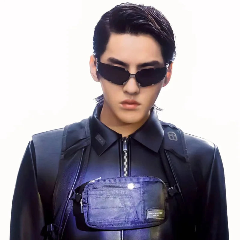 Wu Yifan Rivet Robot Sunglasses Female Ins Net Celebrity Makeup Decoration Trendy Y2K Play Hip-Hop Windproof Sun Glasses Male