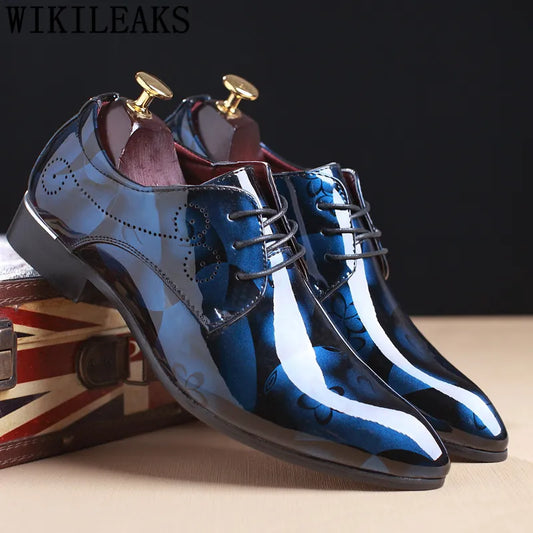 Office Men Dress Shoes Floral Pattern Men Formal Shoes Leather Luxury Fashion Groom Wedding Shoes Men Oxford Shoes Dress 37-50