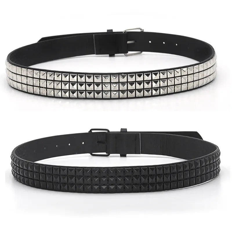 Fashion Rivet Belt Men Women'S Studded Belt Punk Rock with Pin Buckle Drop Shipping Black