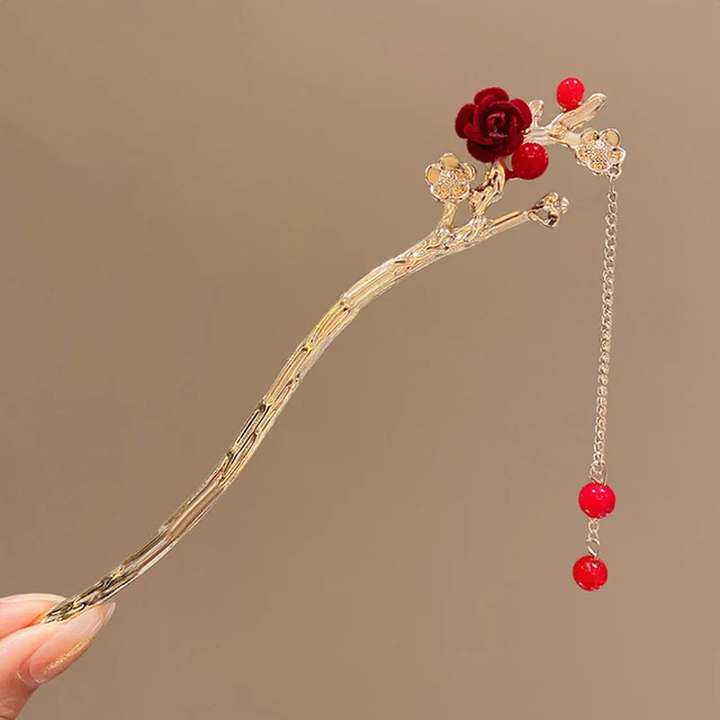 Vintage Chinese Style Hanfu Hair Stick Women Metal Tassel Hair Fork Hair Chopsticks Hairpin Woman Jewelry Hair Clip Accessories