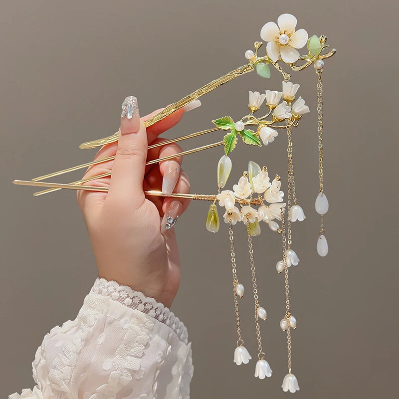 Vintage Chinese Style Hanfu Hair Stick Women Metal Tassel Hair Fork Hair Chopsticks Hairpin Woman Jewelry Hair Clip Accessories