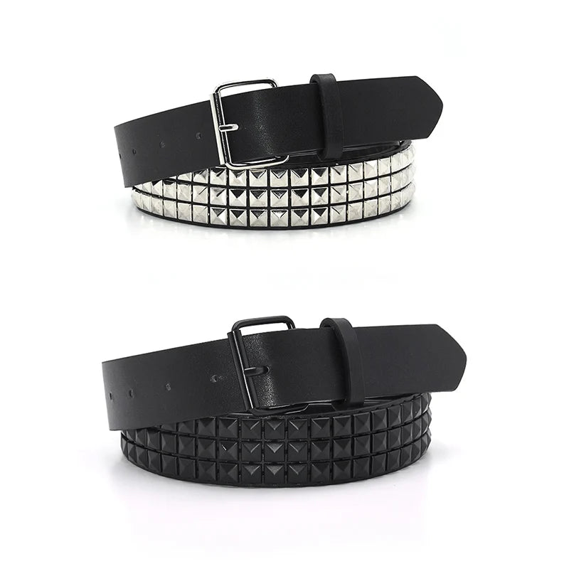 Fashion Rivet Belt Men Women'S Studded Belt Punk Rock with Pin Buckle Drop Shipping Black