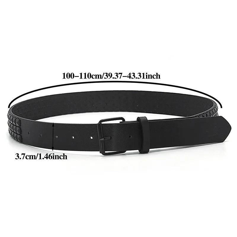 Fashion Rivet Belt Men Women'S Studded Belt Punk Rock with Pin Buckle Drop Shipping Black