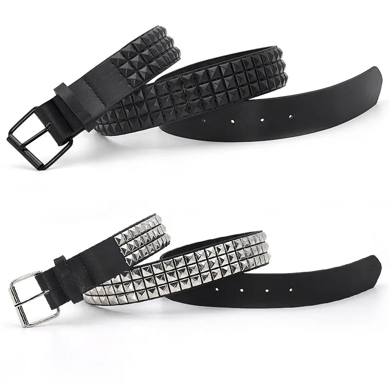 Fashion Rivet Belt Men Women'S Studded Belt Punk Rock with Pin Buckle Drop Shipping Black