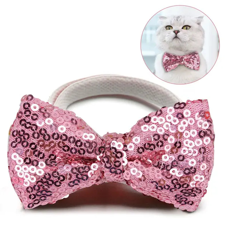 Pets Grooming Accessories Cute Dog Puppy Cat Kitten Pet Toy Kid Sequin Bow Tie Clothes Cat Dog Necktie for Birthday Christmas