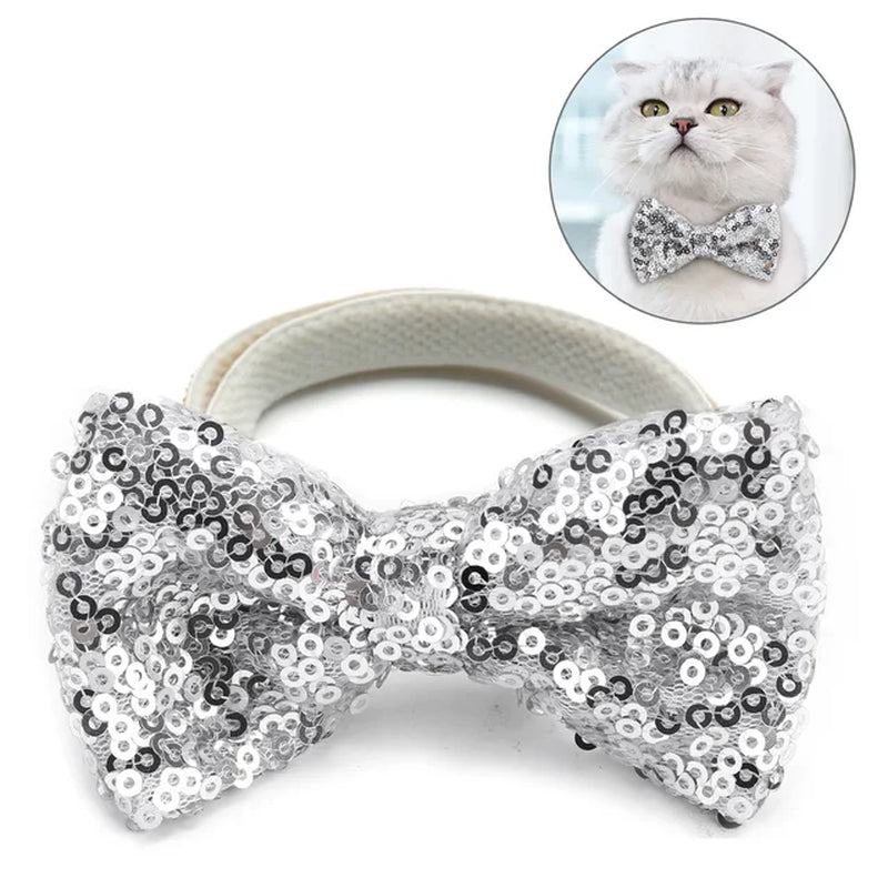 Pets Grooming Accessories Cute Dog Puppy Cat Kitten Pet Toy Kid Sequin Bow Tie Clothes Cat Dog Necktie for Birthday Christmas