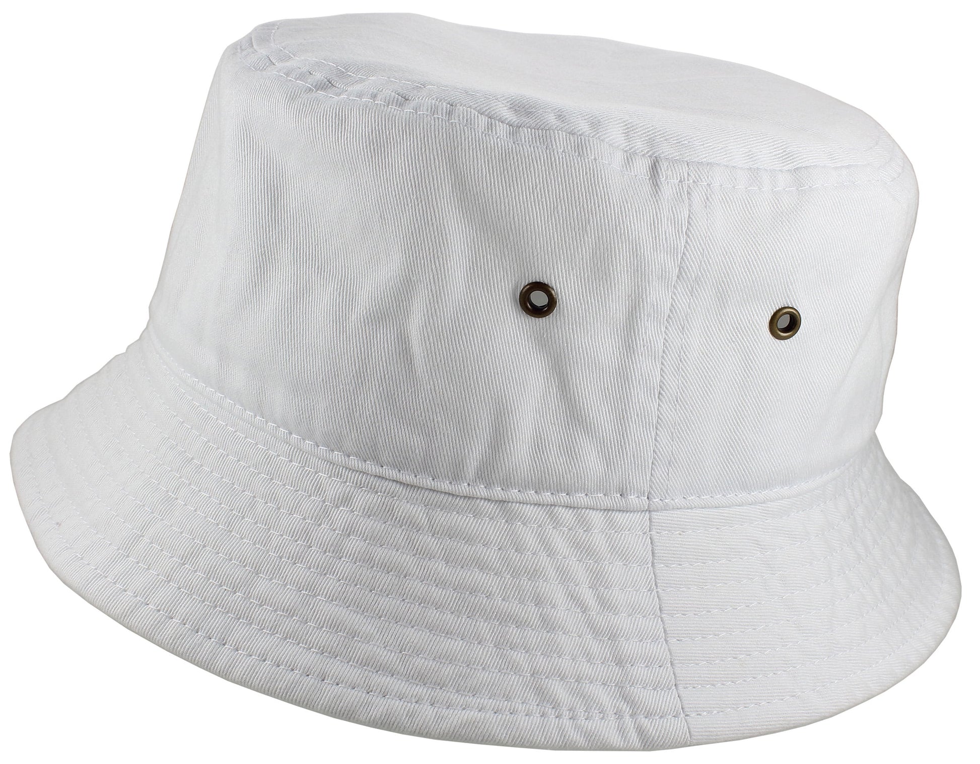 Bucket Hat 100% Cotton Packable Summer Travel Cap. White-S/M