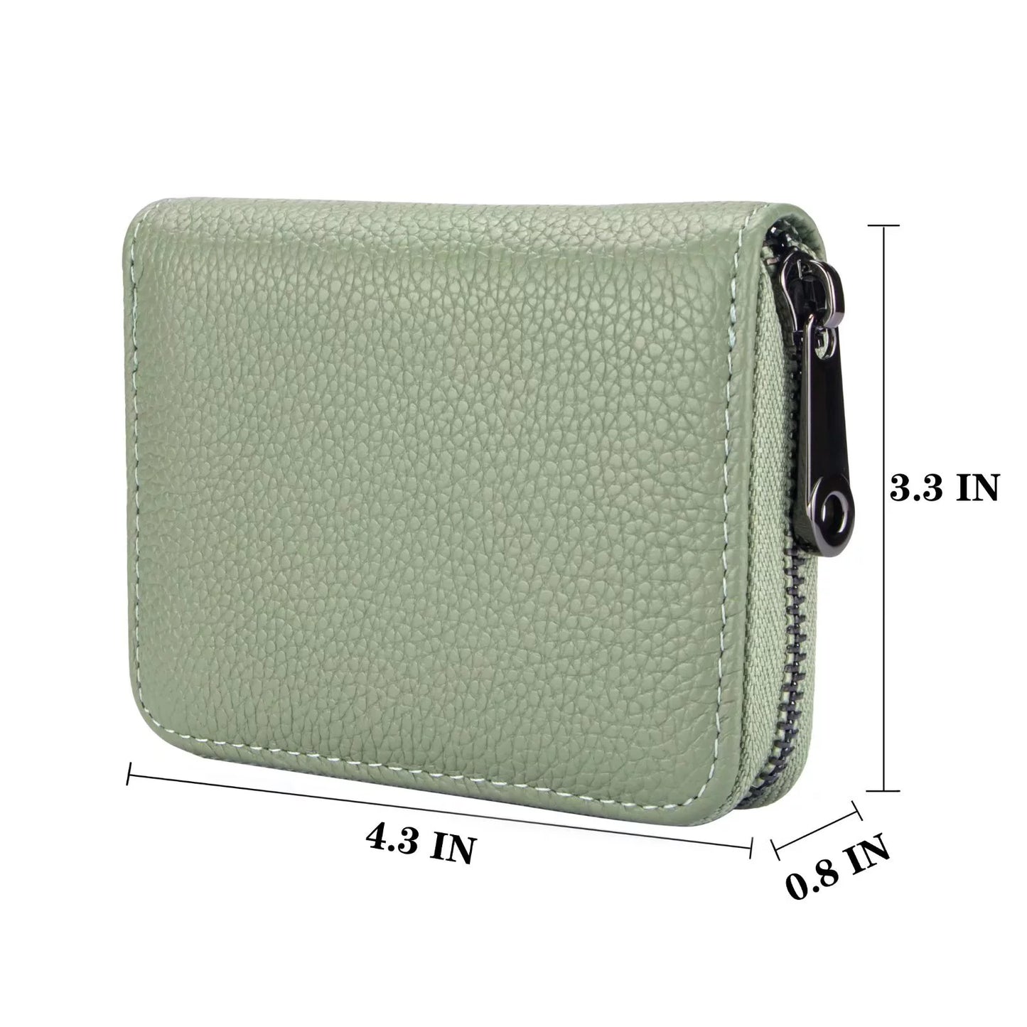 Genuine Leather RFID Blocking Wallet for Women Card Case Holder-Light Green