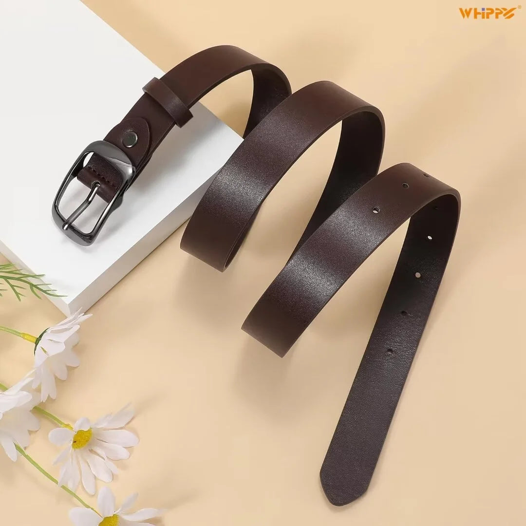 Women Leather Belt with Pin Buckle, plus Size Waist Belt for Jeans Pants