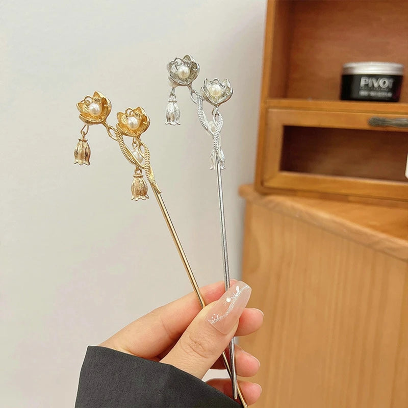 Vintage Chinese Style Hanfu Hair Stick Women Metal Tassel Hair Fork Hair Chopsticks Hairpin Woman Jewelry Hair Clip Accessories