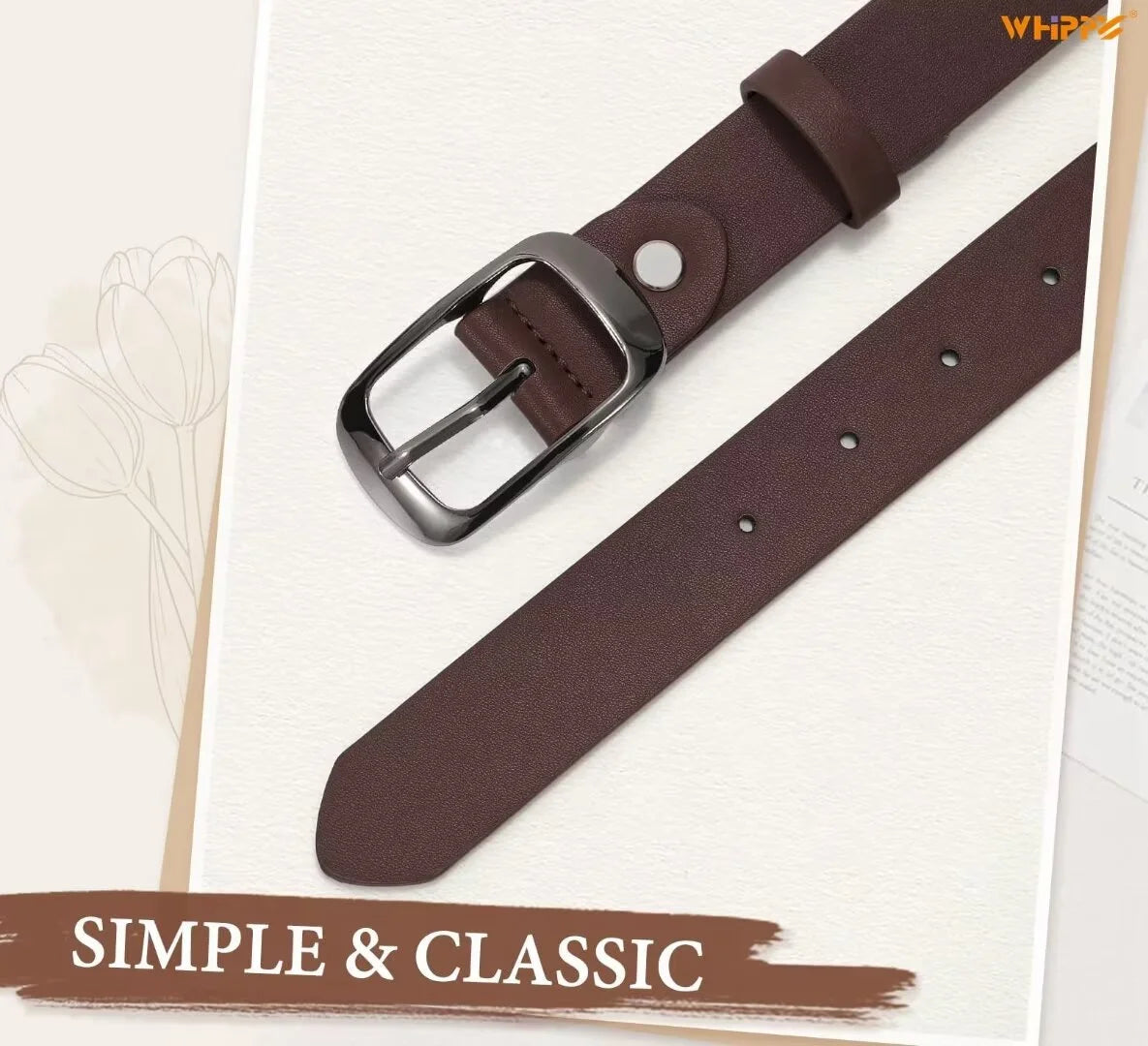 Women Leather Belt with Pin Buckle, plus Size Waist Belt for Jeans Pants