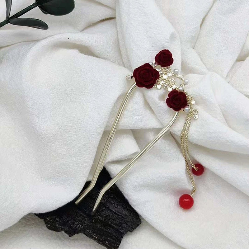 Vintage Chinese Style Hanfu Hair Stick Women Metal Tassel Hair Fork Hair Chopsticks Hairpin Woman Jewelry Hair Clip Accessories