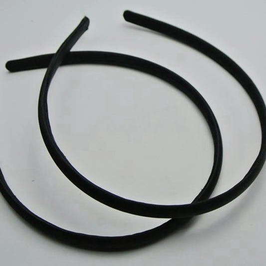 10 Black Plastic Headband Covered Satin Hair Band 9Mm for DIY Craft