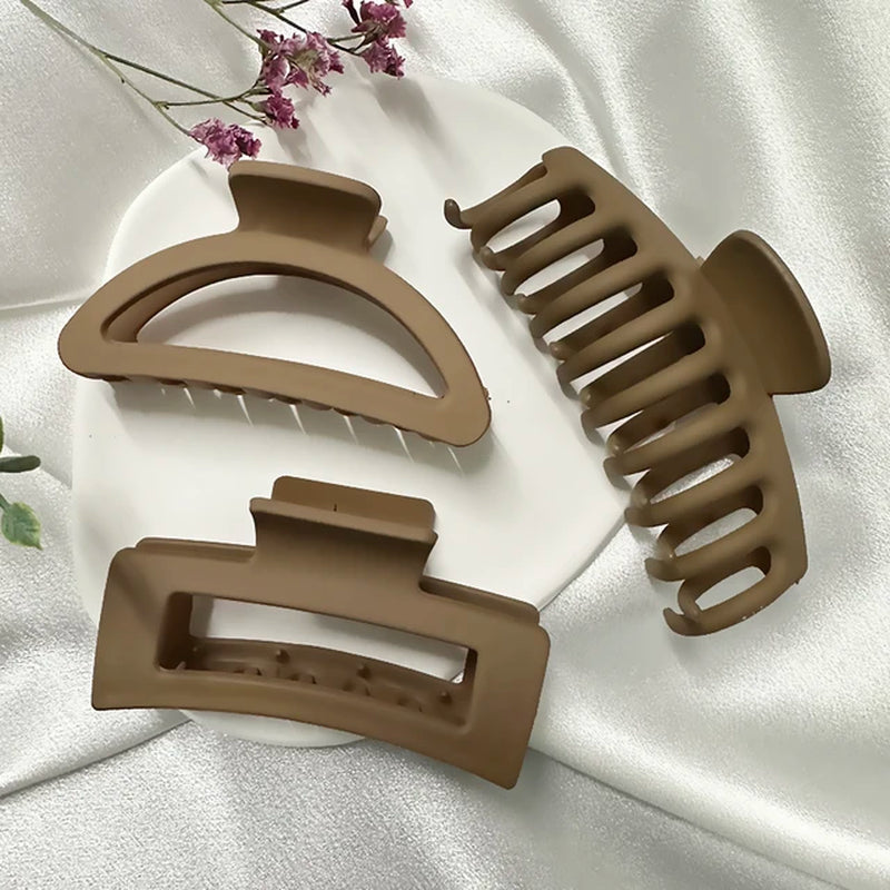 Women Hair Claw Clips Korea Coffee Beige Acrylic Large Hair Claw Hairpin Geometric Barrettes Crab Girl Headwear Hair Accessories