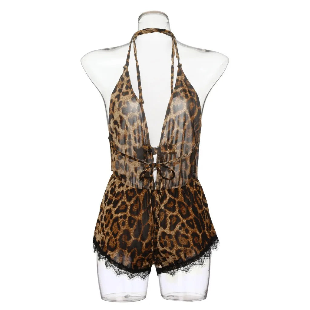 X Pasties for Women Sexy Bow Size Trim Leopard Bodysuit Lace Romper Underwear Women plus Sexy plus Size Lingerie for Women